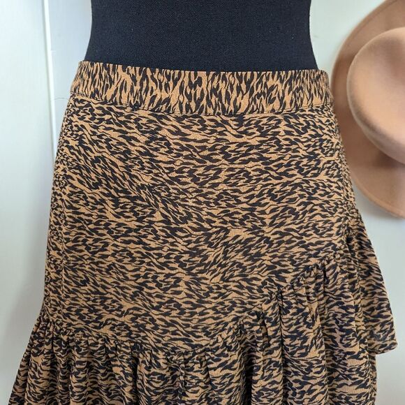 Ted Baker Animal Tiger Print Ruffle Skirt 6 Boho Glam Rock Whimsigoth Rebel Punk - Picture 4 of 15